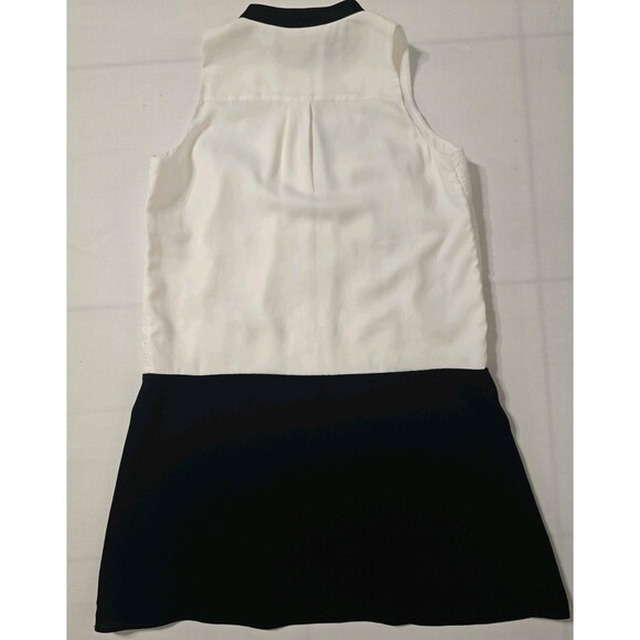 LOFT Black White Sleeveless Shift Dress Petite Small Lace Floral Overlay - Picture 3 of 7